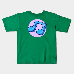 Colorful Music Note Cartoon Vector Icon Illustration (2) Kids T-Shirt